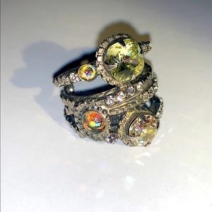 SORRELLI 💎 Crystal Silver Unique Stacked Ring